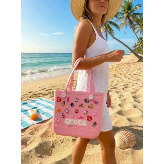 Crocs Stil Jibbitzli Kadın Plaj Çantası