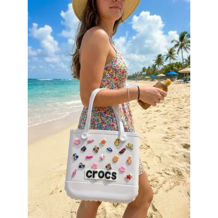 Crocs Stil Jibbitzli Kadın Plaj Çantası