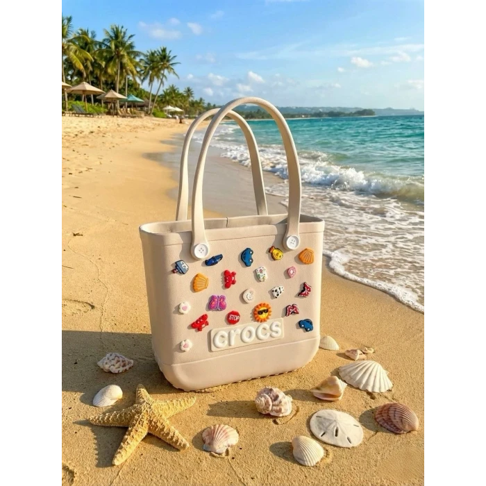 Crocs Stil Jibbitzli Kadın Plaj Çantası