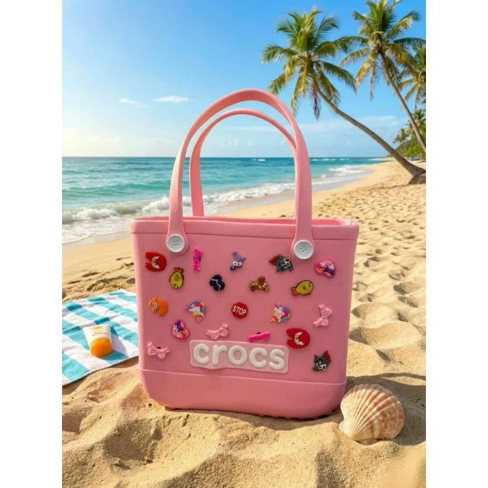 Crocs Stil Jibbitzli Kadın Plaj Çantası