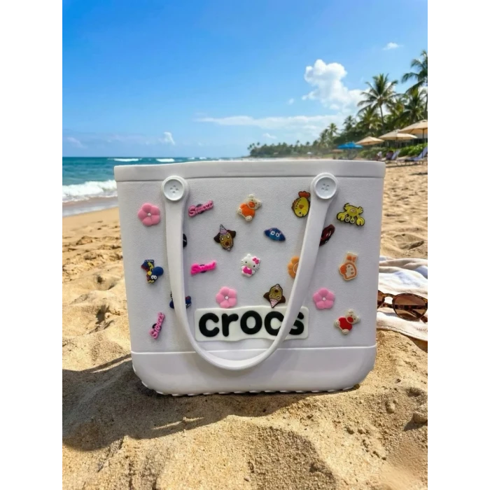 Crocs Stil Jibbitzli Kadın Plaj Çantası