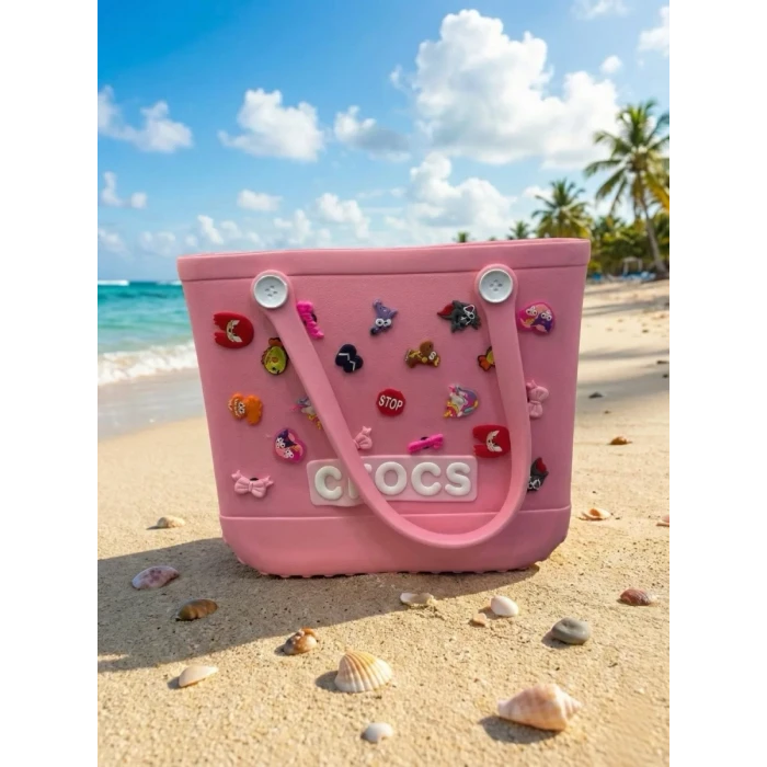 Crocs Stil Jibbitzli Kadın Plaj Çantası