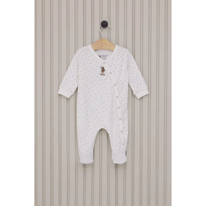 Erkek Bebek Patikli Tulum  Krem