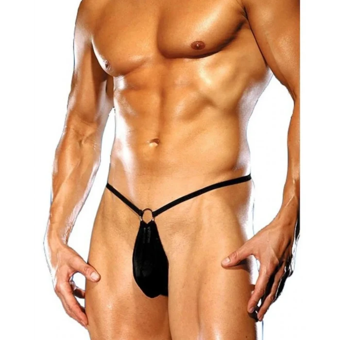 Fantezi Halkalı Seksi Siyah Erkek String