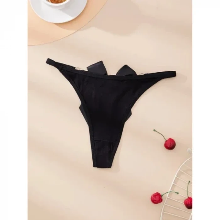 Fantezi Kadın 2li Fiyonklu Halkalı Tanga