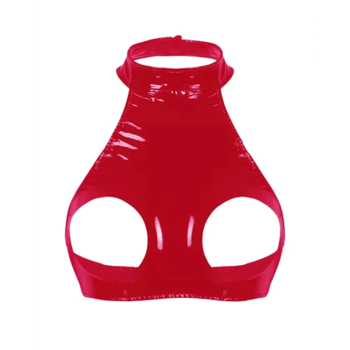 Fantezi Seksi Özel Bölgeleri Açık Kırmızı Lame Gecelik