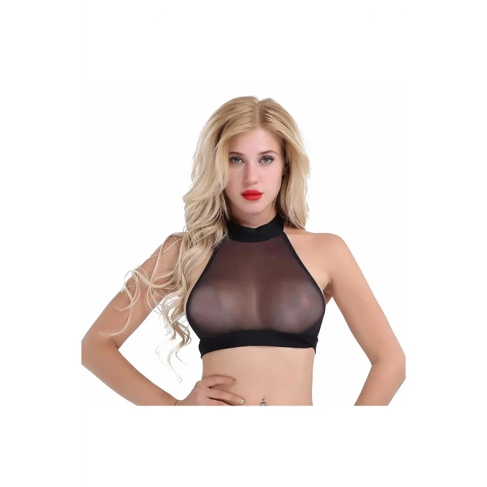 Fantezi Seksi Tül Kadın Crop - Fantezi Seksi Transparan Sütyen