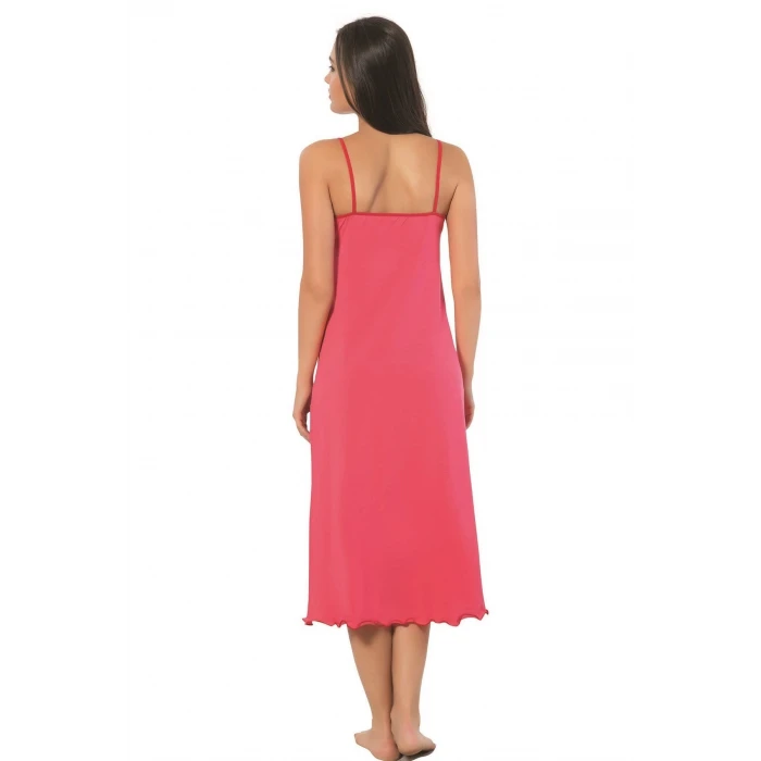 Giyim Bayan İp Askılı Uzun Gecelik Fuşya