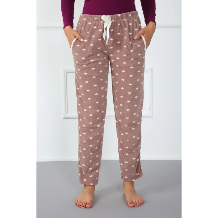 Giyim Bayan Welsoft Polar Tek Alt Pijama Kahve