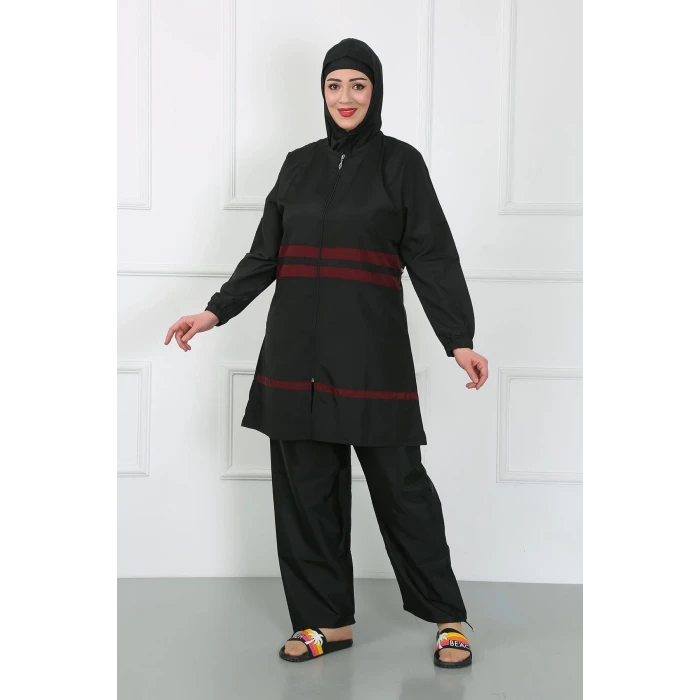 Giyim Büyük Beden Tesettür Mayo Siyah