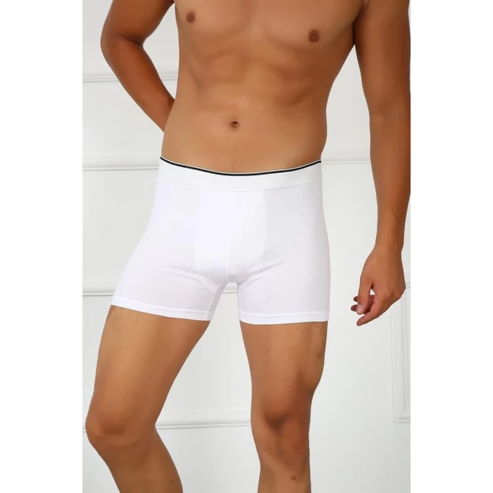 Giyim Erkek Büyük Beden Pamuklu Likralı Boxer Beyaz