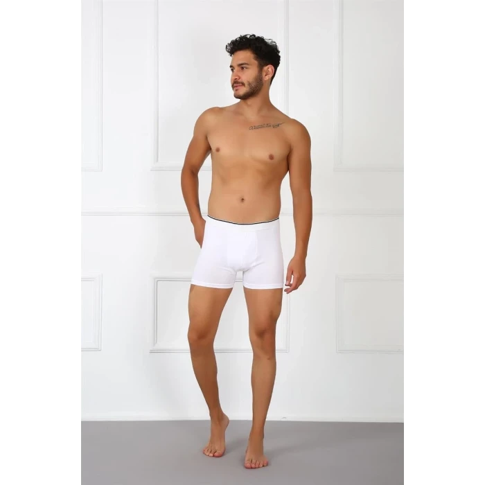 Giyim Erkek Büyük Beden Pamuklu Likralı Boxer Beyaz