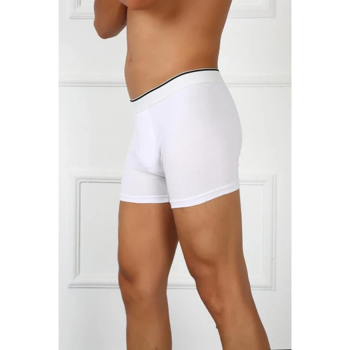 Giyim Erkek Büyük Beden Pamuklu Likralı Boxer Beyaz