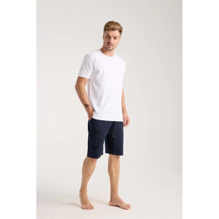 Giyim Erkek Cepli Lakost Pamuk Penye Şort Lacivert