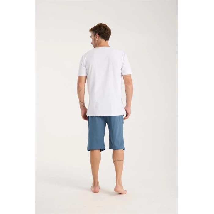 Giyim Erkek Cepli Pamuk Penye Şort İndigo