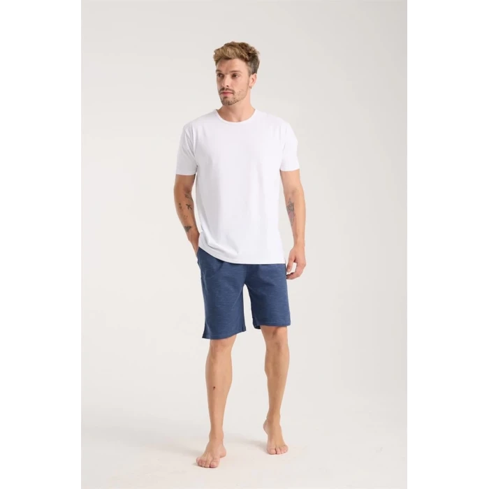 Giyim Erkek Cepli Pamuk Penye Şort Lacivert