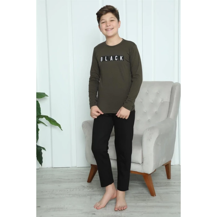Giyim Erkek Çocuk Penye Pijama Takım Haki