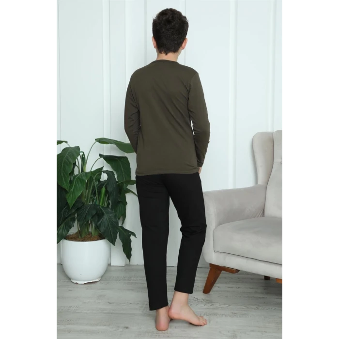 Giyim Erkek Çocuk Penye Pijama Takım Haki