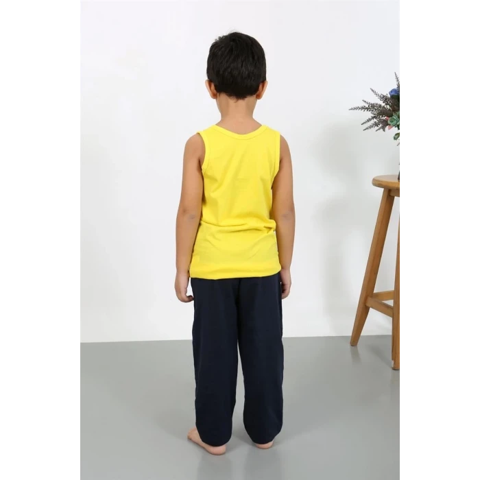 Giyim Erkek Çocuk Sıfır Kol Penye Pijama Takım Sarı