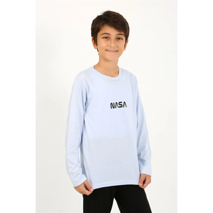 Giyim Erkek Çocuk Uzun Kol Penye Pijama Takım BuzMavisi