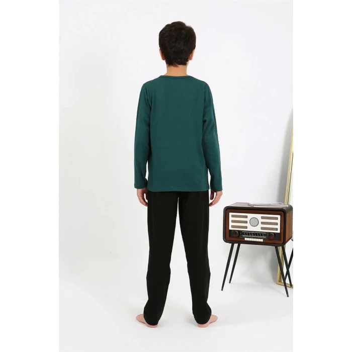 Giyim Erkek Çocuk Uzun Kol Penye Pijama Takım ZümrütYeşili