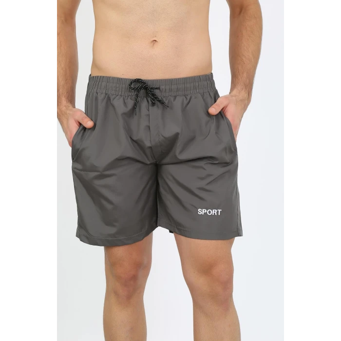 Giyim Erkek Fermuar Cepli Deniz Şortu Füme