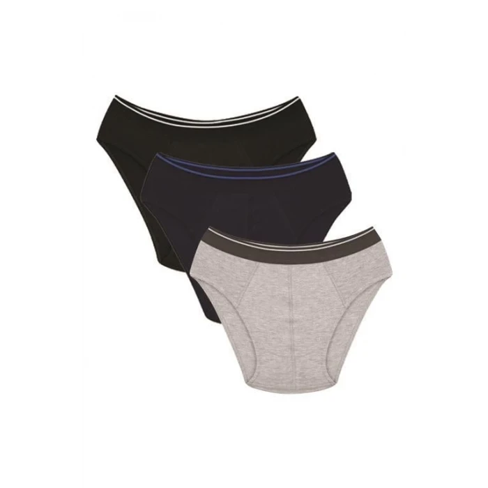 Giyim Erkek Pamuk 3lü Siyah Laci Gri Likralı Slip