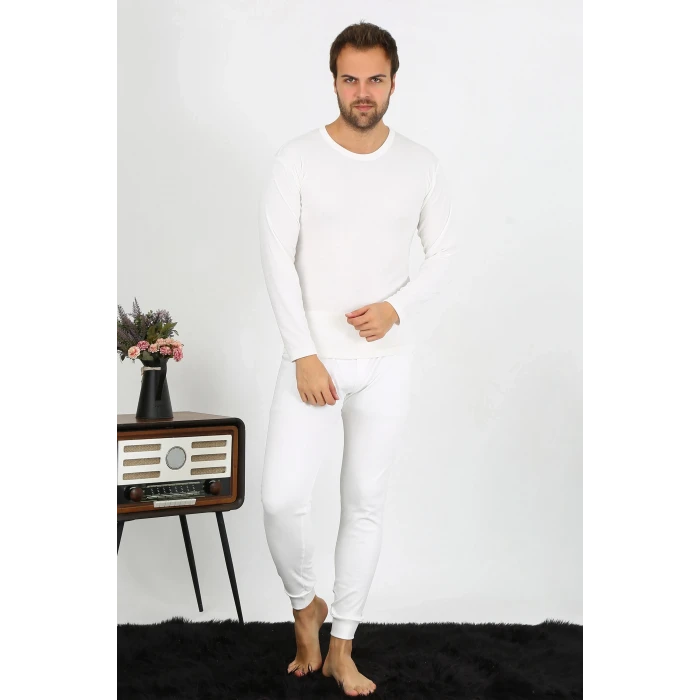 Giyim Erkek Pamuk Ekru İçlik Takım