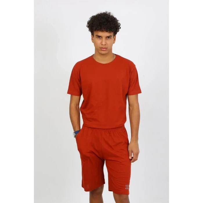 Giyim Erkek Pamuk Lakost Alt Üst Kaprili Pijama Takım Kremit