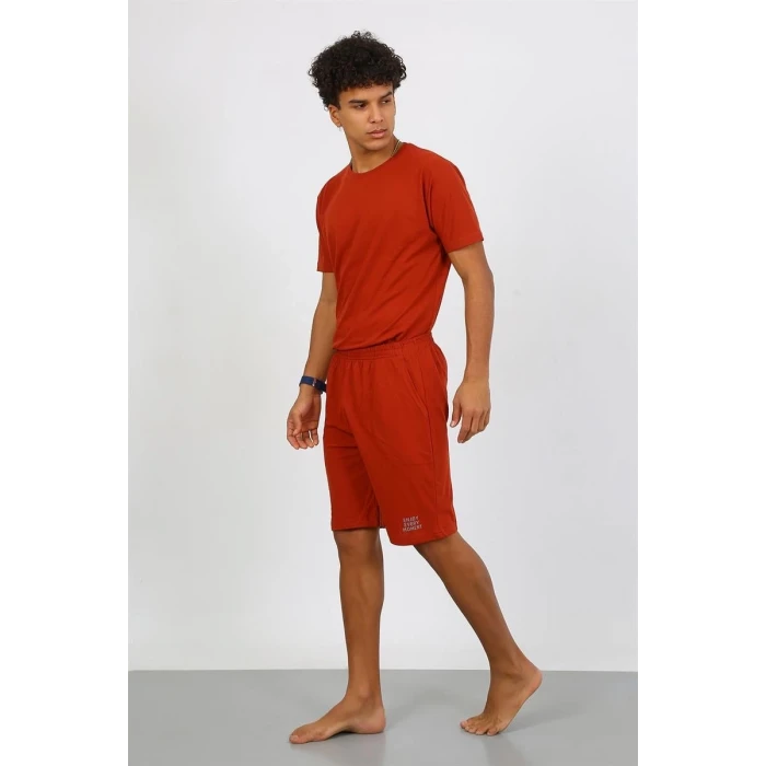 Giyim Erkek Pamuk Lakost Alt Üst Kaprili Pijama Takım Kremit