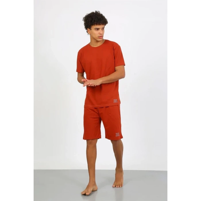 Giyim Erkek Pamuk Lakost Alt Üst Kaprili Pijama Takım Kremit