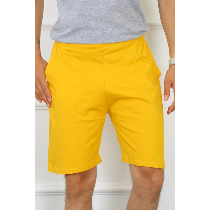 Giyim Erkek Pamuk Sarı Şort