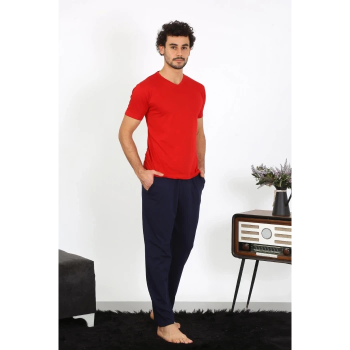 Giyim Erkek Penye Kırmızı 3lü Pijama Takımı