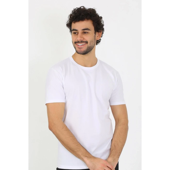 Giyim Erkek Sıfır Yaka Beyaz Penye Atlet