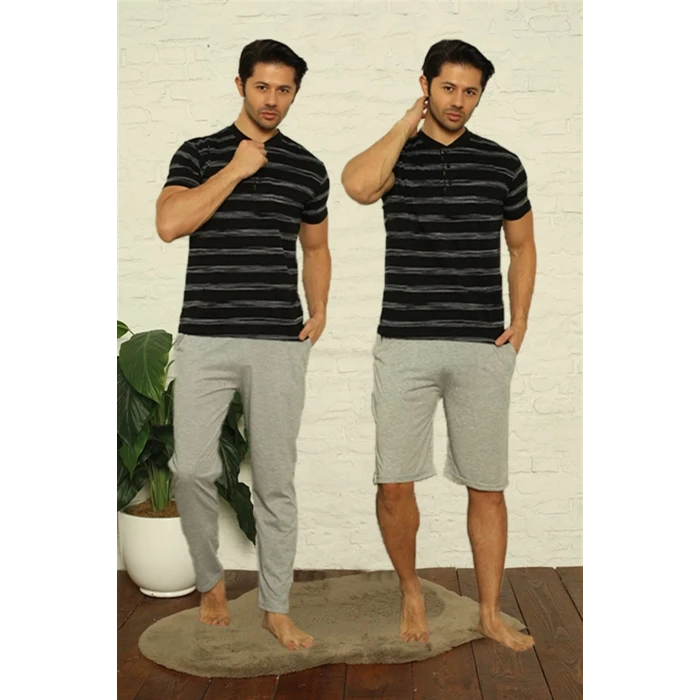 Giyim Erkek Siyah 3lü Pijama Takım