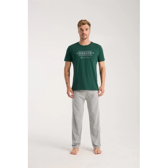 Giyim Erkek Yeşil Kısa Kol Pijama Takımı