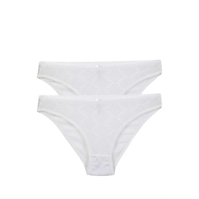 Giyim Kadın Beyaz Desenli 2li Slip