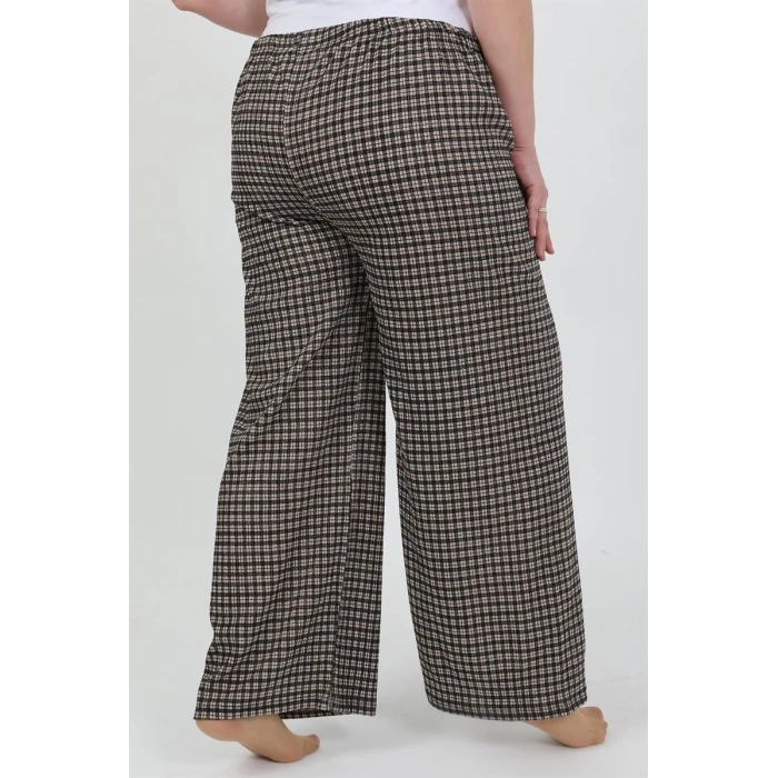 Giyim Kadın Büyük Beden Bürümcük Pantolon  Kahve