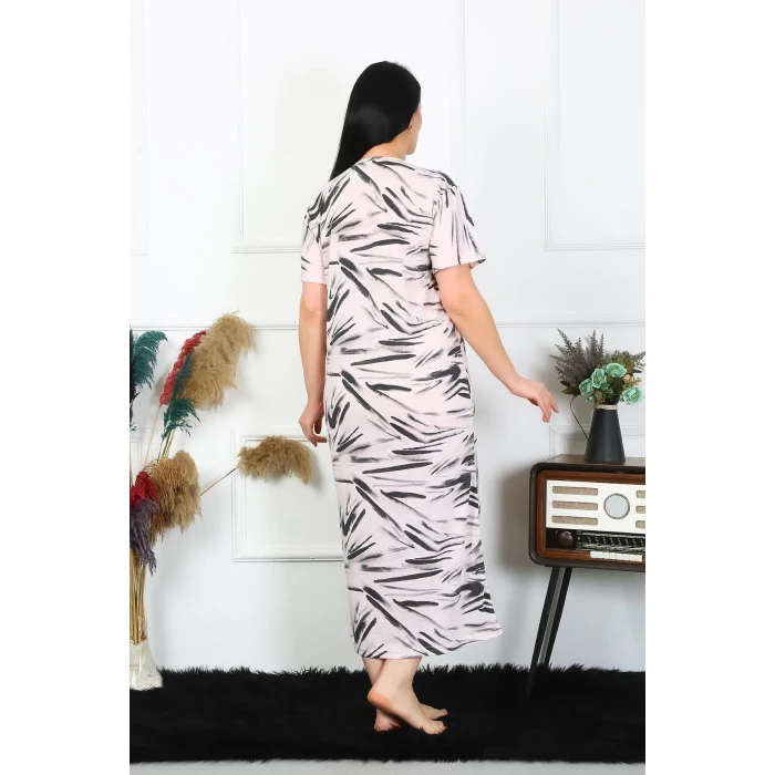 Giyim Kadın Büyük Beden Kısa Kol Krem Anne Gecelik