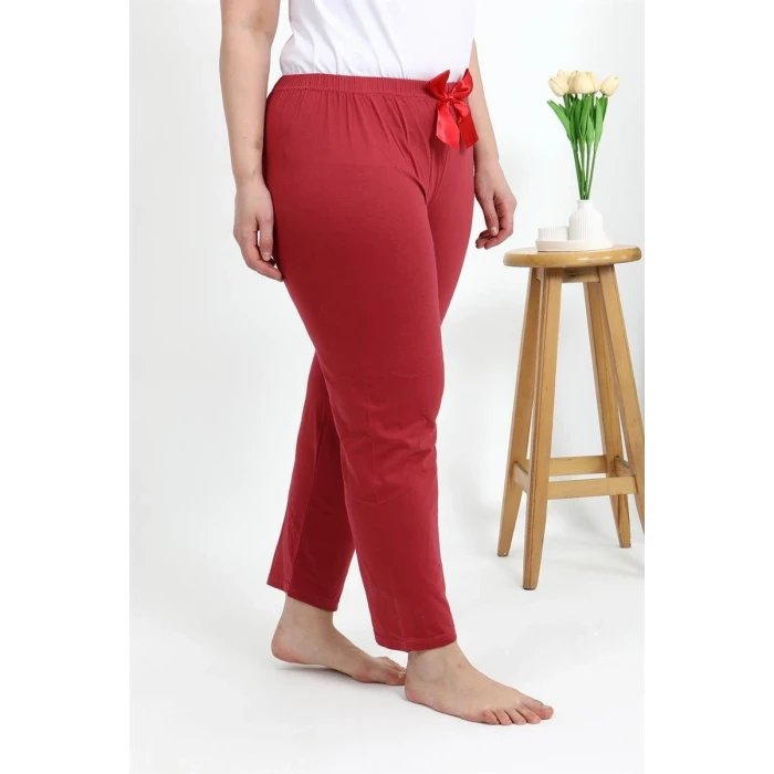 Giyim Kadın Büyük Beden Mercan Pamuklu Rahat Kalıp Ev Giyim Pijama Altı