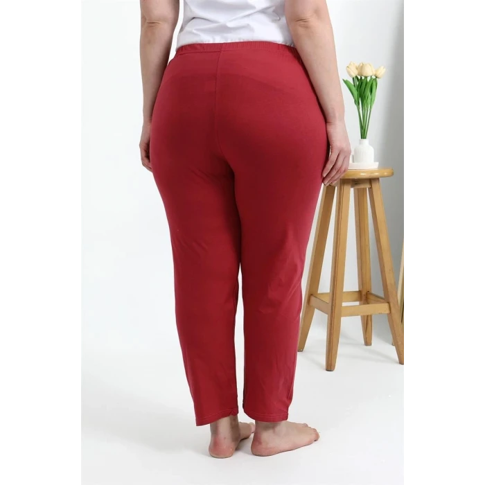 Giyim Kadın Büyük Beden Mercan Pamuklu Rahat Kalıp Ev Giyim Pijama Altı