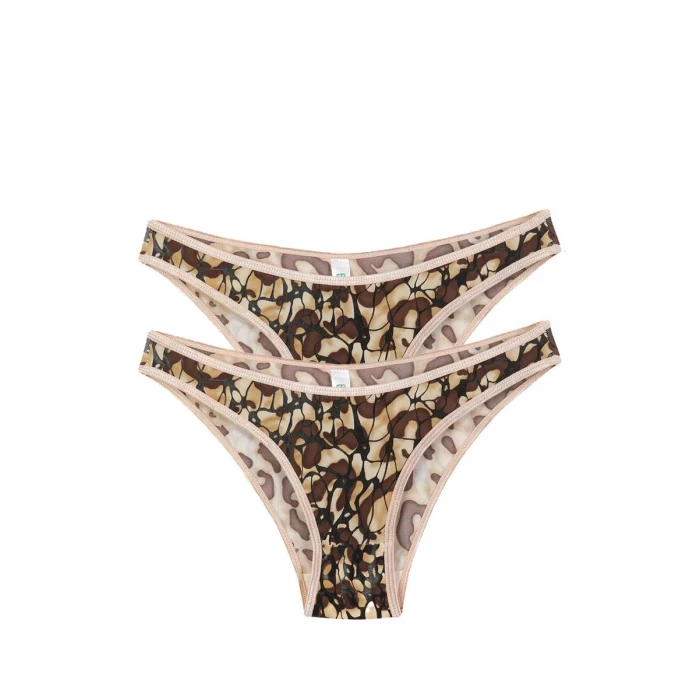 Giyim Kadın Kahverengi Desenli 2li Slip