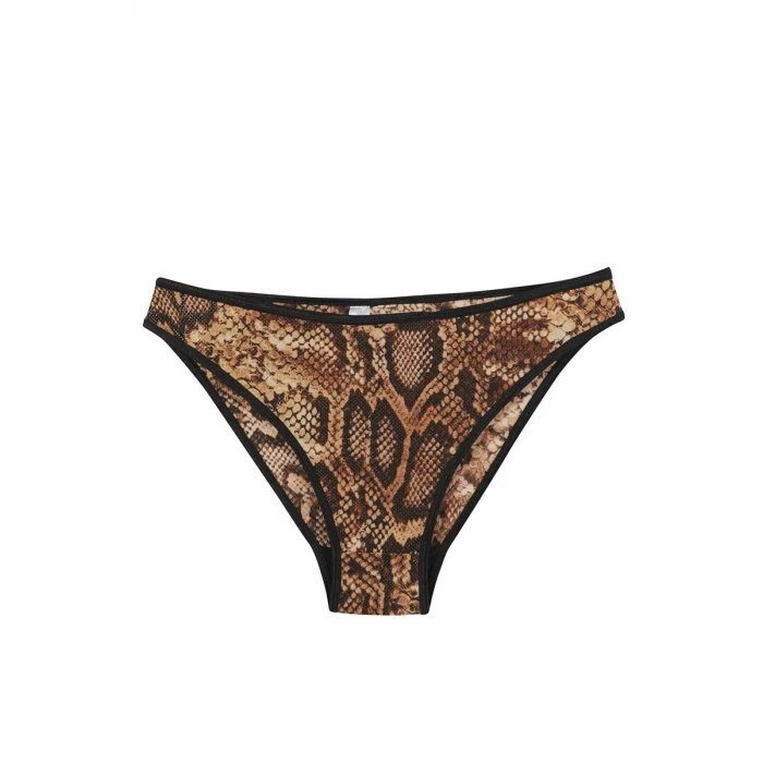 Giyim Kadın Kahverengi Yılan Desenli 2li Slip