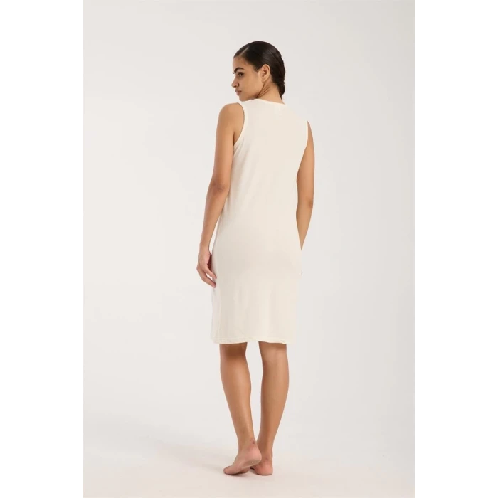 Giyim Kadın Kalın Askılı Penye Gecelik Ekru