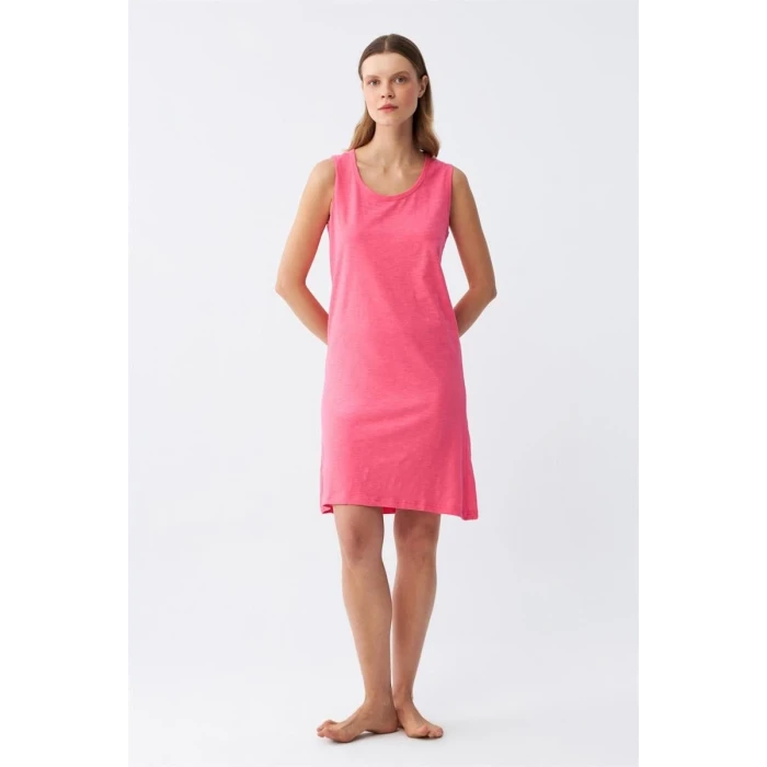 Giyim Kadın Kalın Askılı Penye Gecelik Fuşya