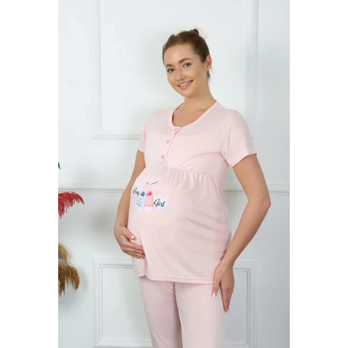 Giyim Kadın Kısa Kol Hamile Lohusa Pijama Takımı