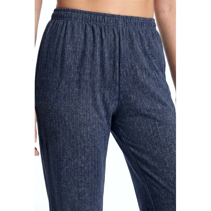 Giyim Kadın Lacivert Büyük Beden Cepli Pijama Altı Rahat Kesim Esnek Bel Günlük Ev Giyim Alt