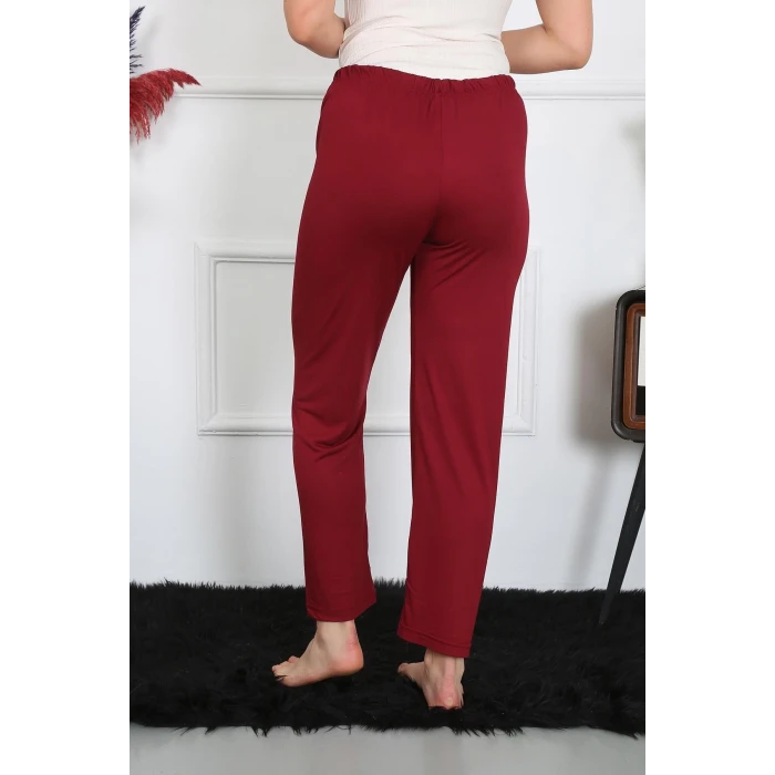 Giyim Kadın Pamuk Penye Tek Alt Pijama Bordo