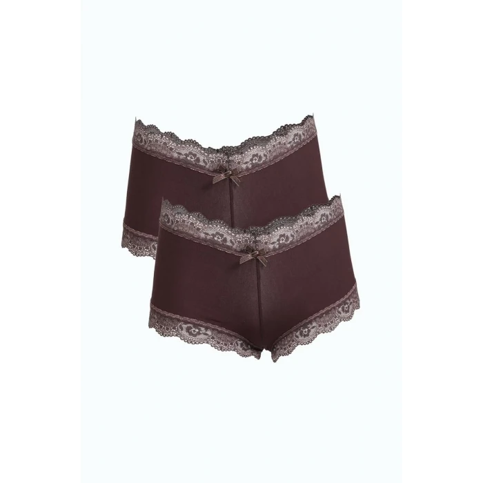 Giyim Kadın Pamuklu 2li Boxer Kahve