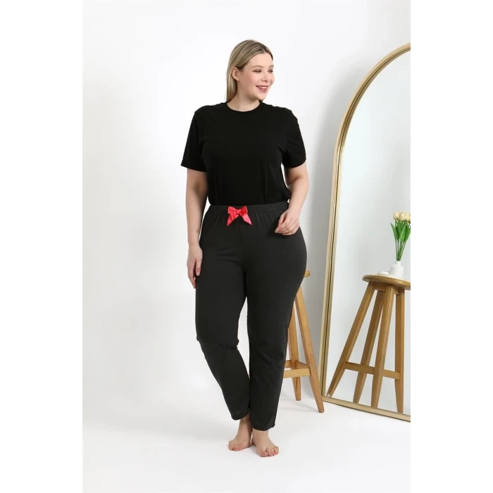 Giyim Kadın Pamuklu Büyük Beden Alt Pijama Antrasit